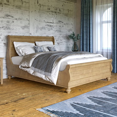 Solid Oak New England Sleigh Bed