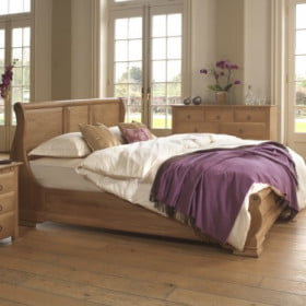Oak Sleigh Bed with Bedroom Furniture