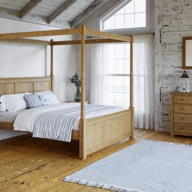 Four Poster Bed with Solid Oak Chest of Drawers