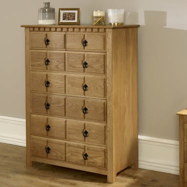Handcrafted 7 Drawer Chest in Solid Oak