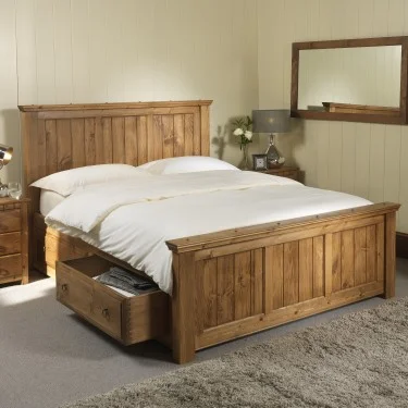 Handmade Solid Wood Shaker Bed with Storage Drawers