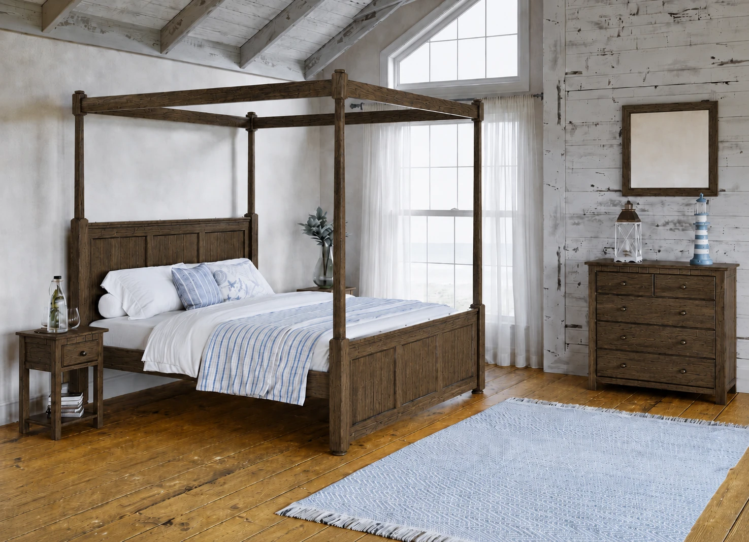 Vermont four poster bed in walnut