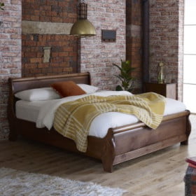 Contemporary Style Solid Wood Sleigh Bed