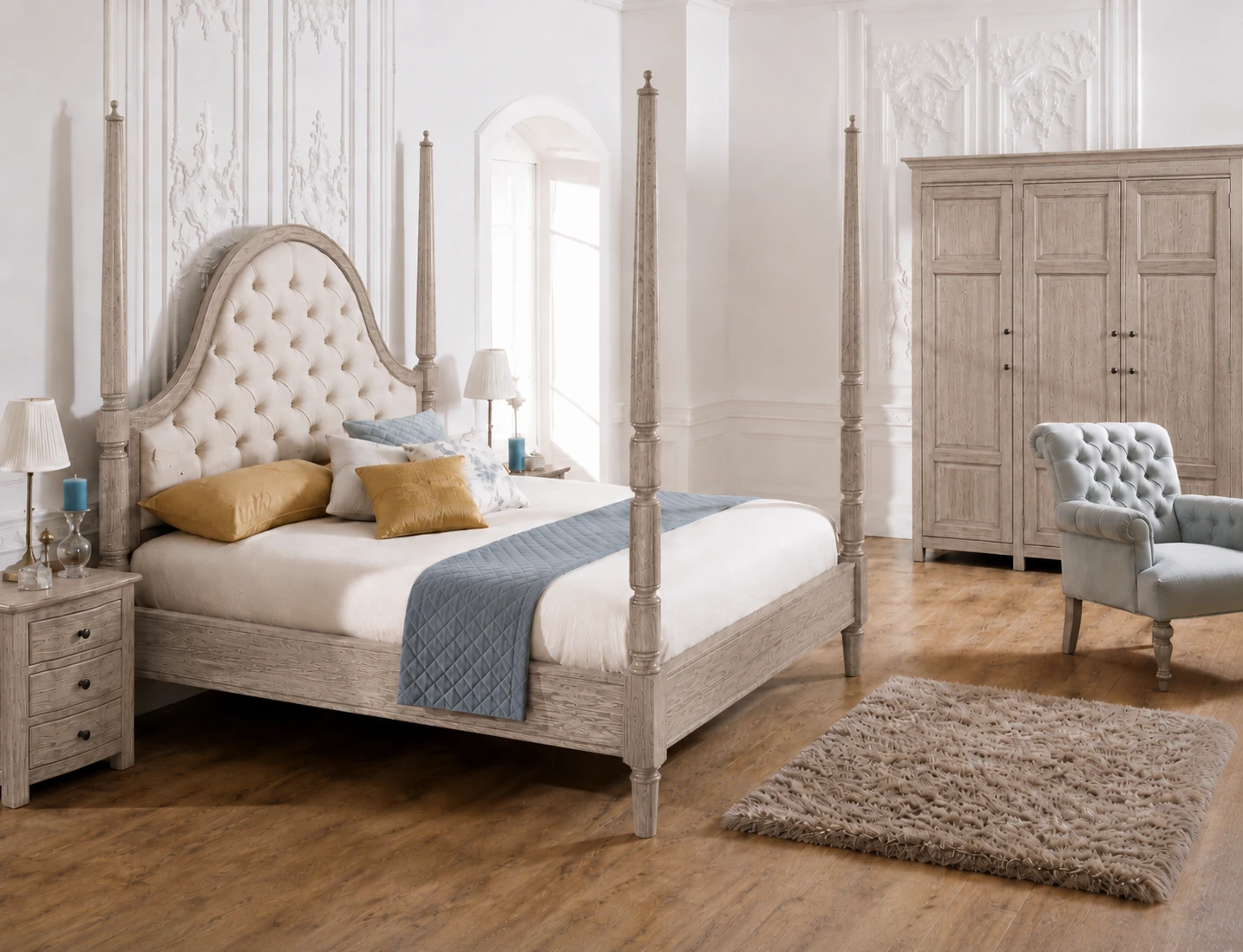 Quebec Pencil Bed in limed oak