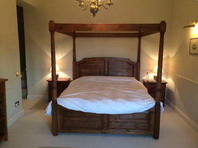Dark Wood Four Poster Bed