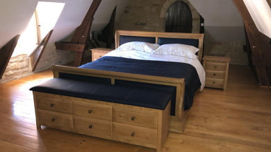 Solid Wood Sleigh Bed with Bedroom Furniture