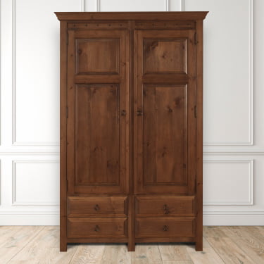 2 Door Wooden Wardrobe with 4 Drawers