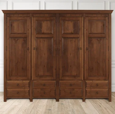 4 Door Wooden Wardrobe with 8 Drawers