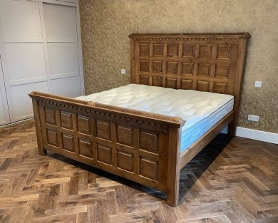 Solid Wood Bed with High Headboard