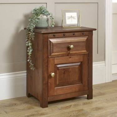 Solid Wood Bedside Cabinet with Door & Drawer