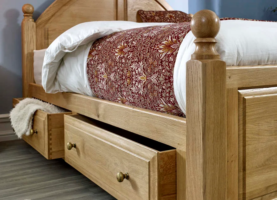 Wooden Bed with Storage Drawers