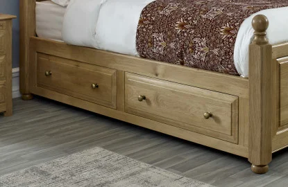 Storage Drawers on Handmade Oak Bed