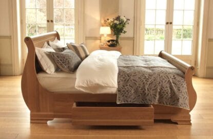 Solid Oak Sleigh Bed