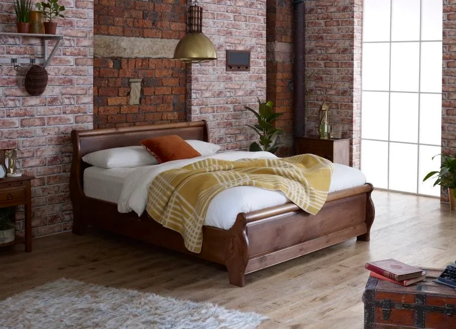Solid Wood Sleigh Bed 