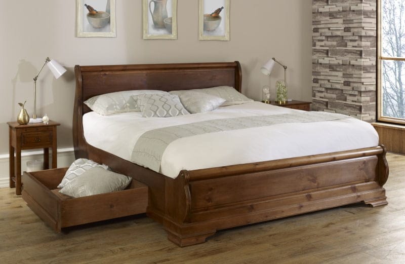 Sleigh Bed with Storage Drawers