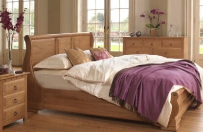 Solid Oak Sleigh Bed