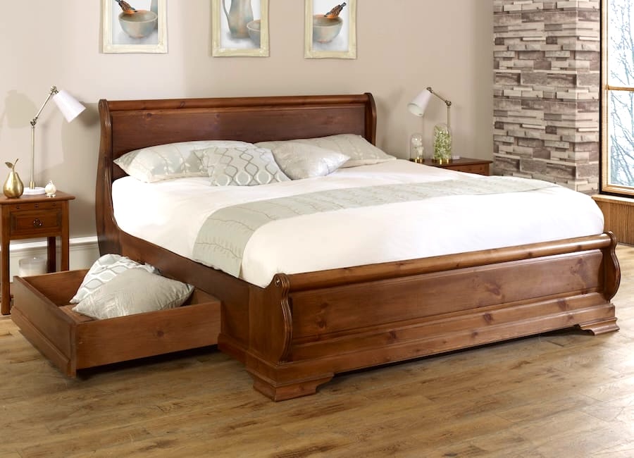 Parisienne Sleigh Bed with Storage Drawers (Clearance)