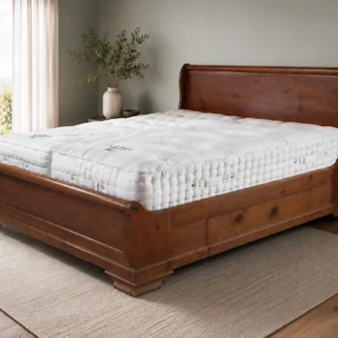 Luxury Mattress on Solid Wood Sleigh Bed