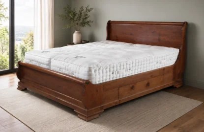 Luxury Mattress on Solid Wood Sleigh Bed