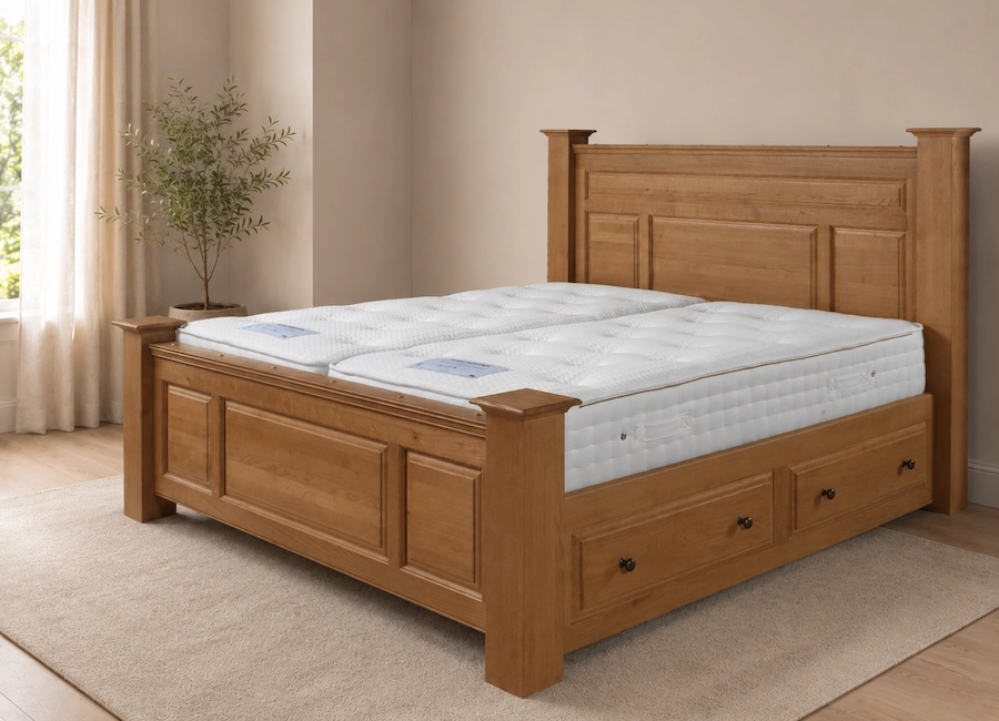 Zip Link Mattress on Wooden Bed