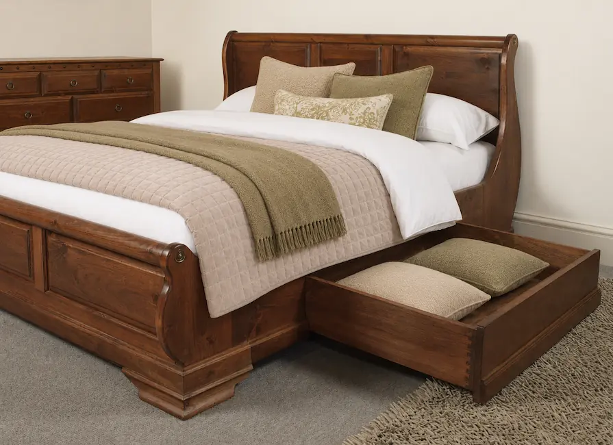 Open Drawer on Sleigh Bed