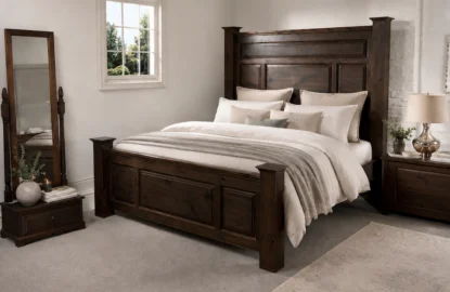Tall Ambassador bed in walnut finish