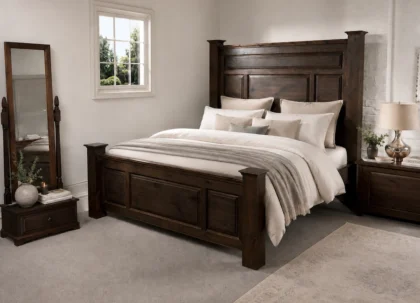 Tall Ambassador bed in walnut finish