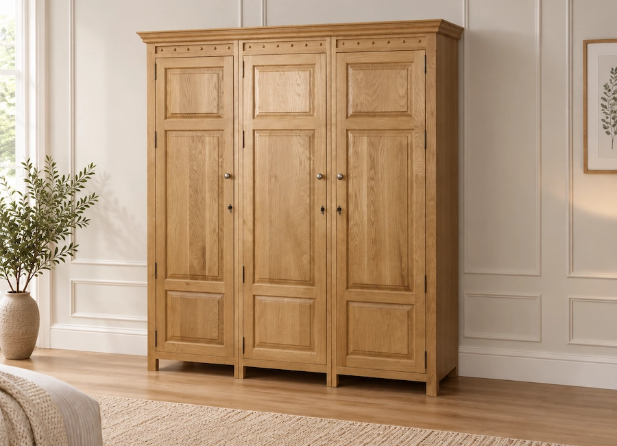 Luxury Oak 3 Door Wardrobe