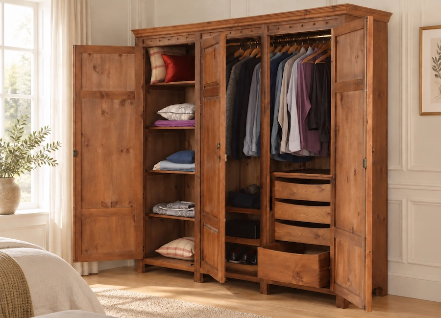 Solid Wood 3 Door Wardrobe UK