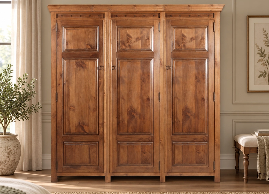 Handmade 3 Door Solid Wood Wardrobe