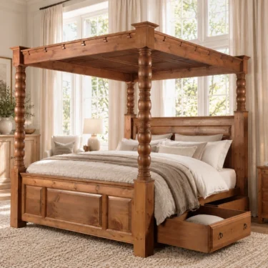 Ambassador Four Poster bed with Open Drawer