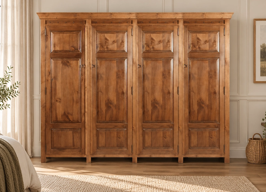 Solid Wood 4 Door Wardrobe