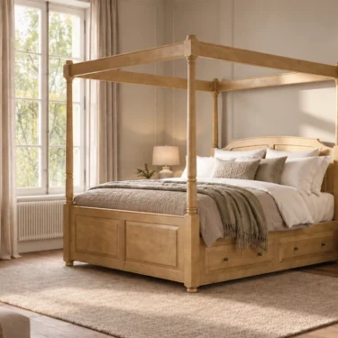 Windsor Four Poster Bed in Solid Oak