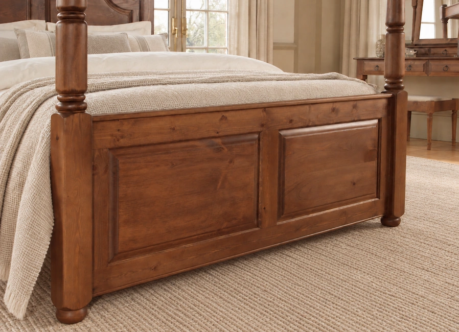 Solid Wood Four Poster Bed Footboard Detail
