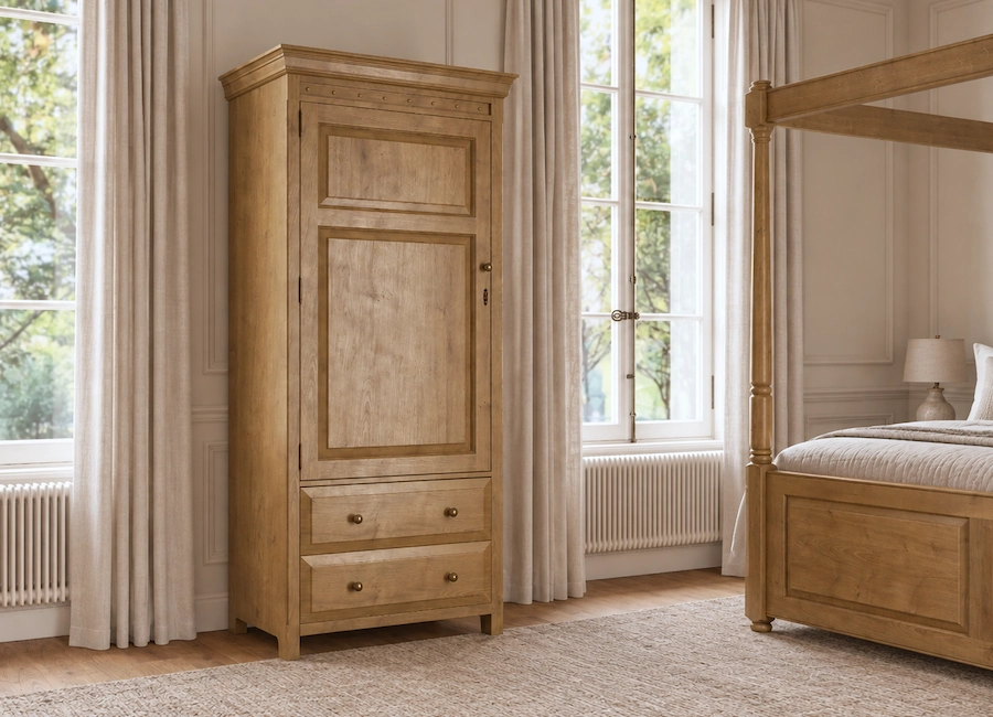 Large Single Door Wardrobe in Solid Oak